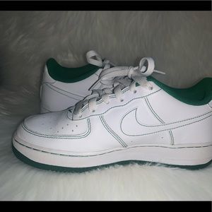 White and Pine green Air Force ones